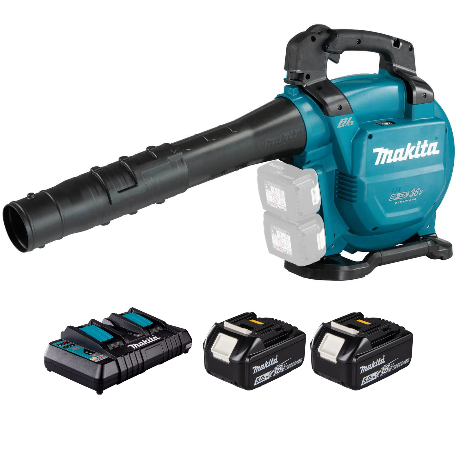 Makita DUB363 Twin 18v LXT Cordless Brushless Blower 2 x 5ah Li-ion Battery Charger